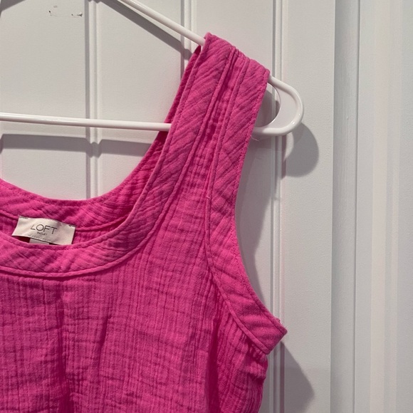 LOFT Hot Pink Tank Top Y2K Barbie Spring Summer 90s Retro Coquette Cottagecore - Picture 3 of 9